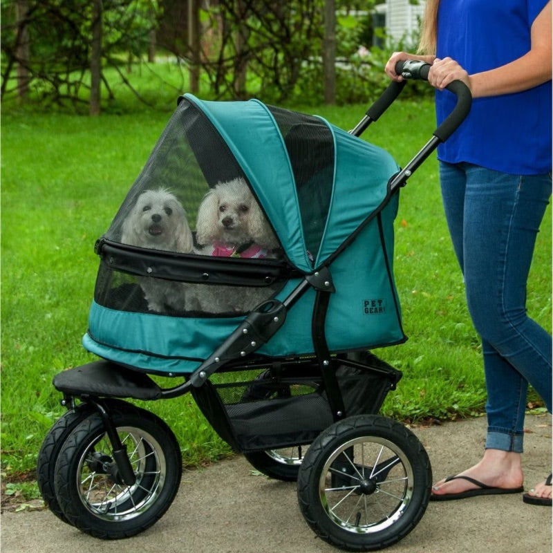 Pet Gear Double No-Zip Pet Stroller, Pine Green - Weelz4all