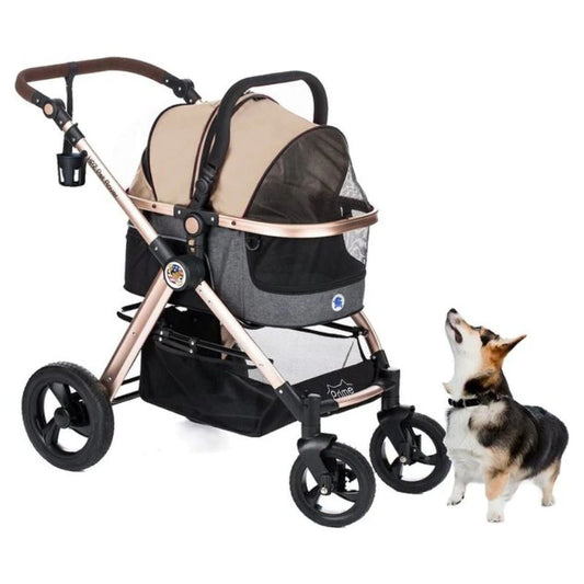 HPZ Pet Rover Luxury Carrier, Car Seat & Pet Stroller, Taupe - Weelz4all